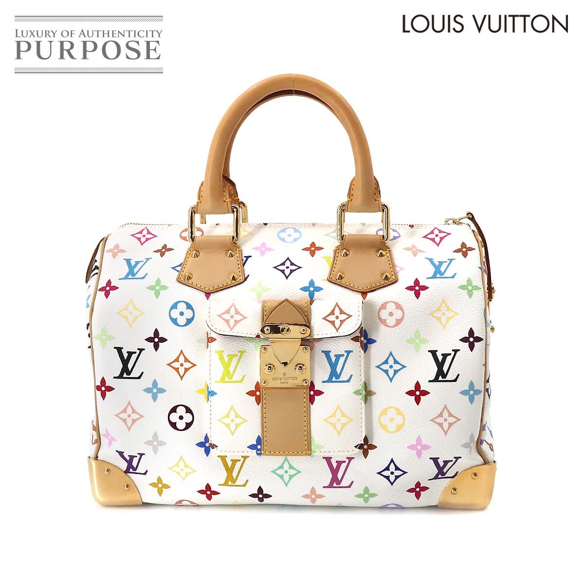 新品同様 ルイ ヴィトン LOUIS VUITTON モノグラム マルチカラー スピーディ 30 ハンド バッグ ブロン M92643 ゴールド 金具 90195740_画像1