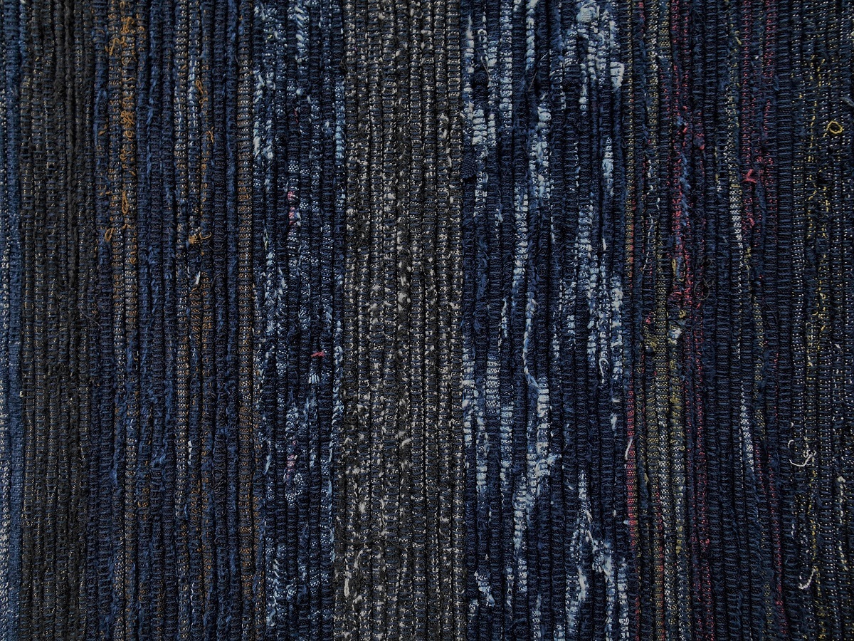  ＜29＞裂き織り　古布藍染木綿　手織り　手作り材料に_画像5