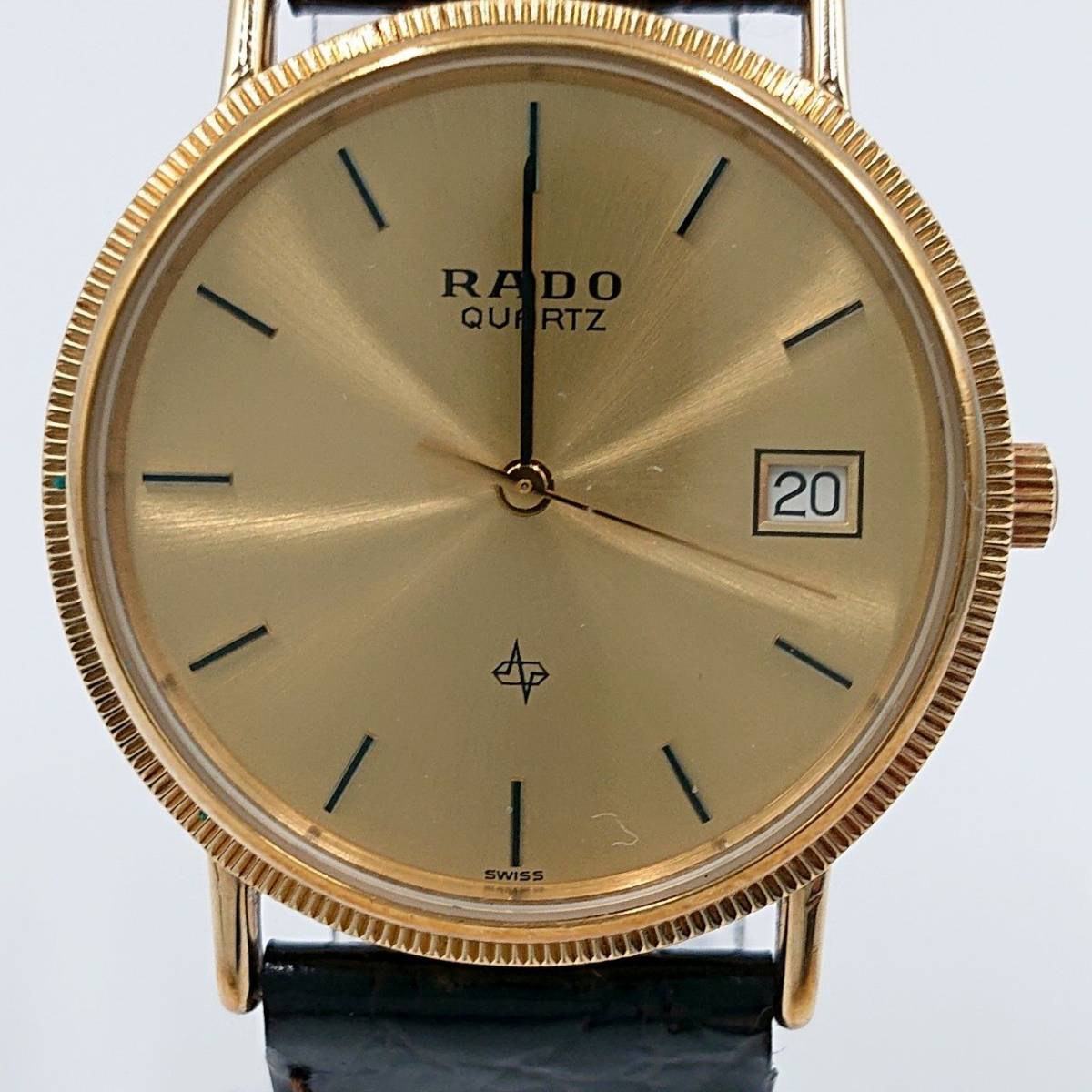 電池切れ/定革欠損】RADO ラドー クォーツ 腕時計 ゴールド文字 電池切れ/定革欠損】RADO ラドー クォーツ 腕時計 ゴールド文字