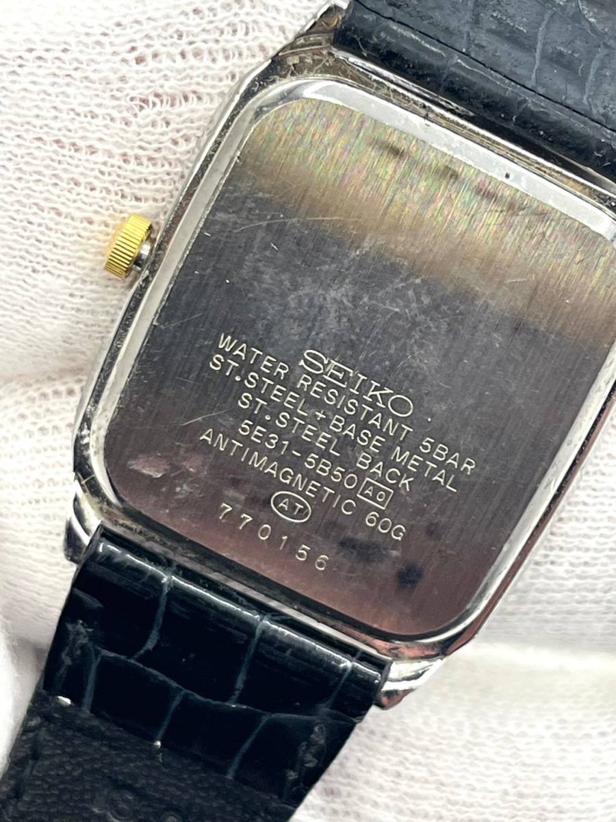 【電池切れ】SEIKO セイコー SPIRIT スピリット クォーツ 腕時計 シルバー文字盤 コンビ レザーベルト レディース 5E31-5B50