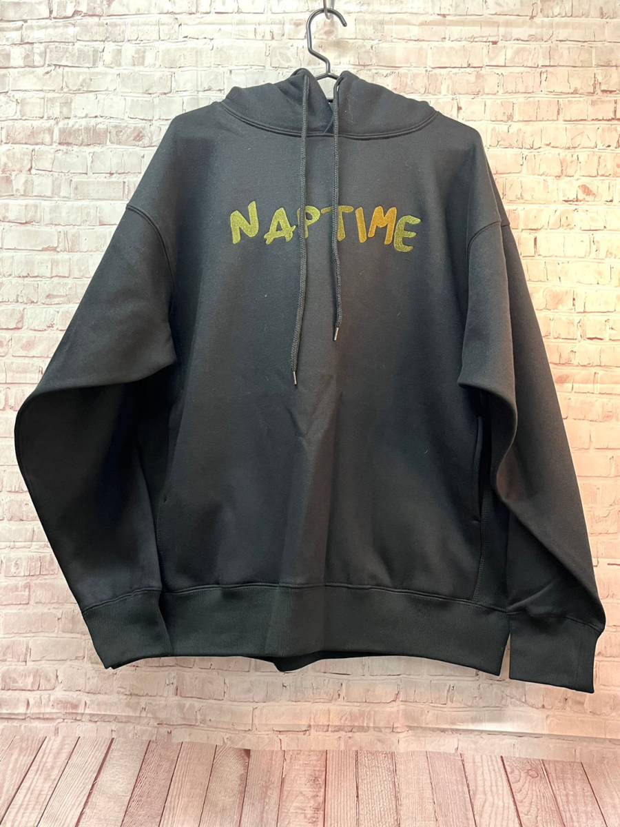Naptime ナップタイム パーカー コットン ブラック S 拍プリント Naptime ナップタイム パーカー コットン ブラック S 拍プリント