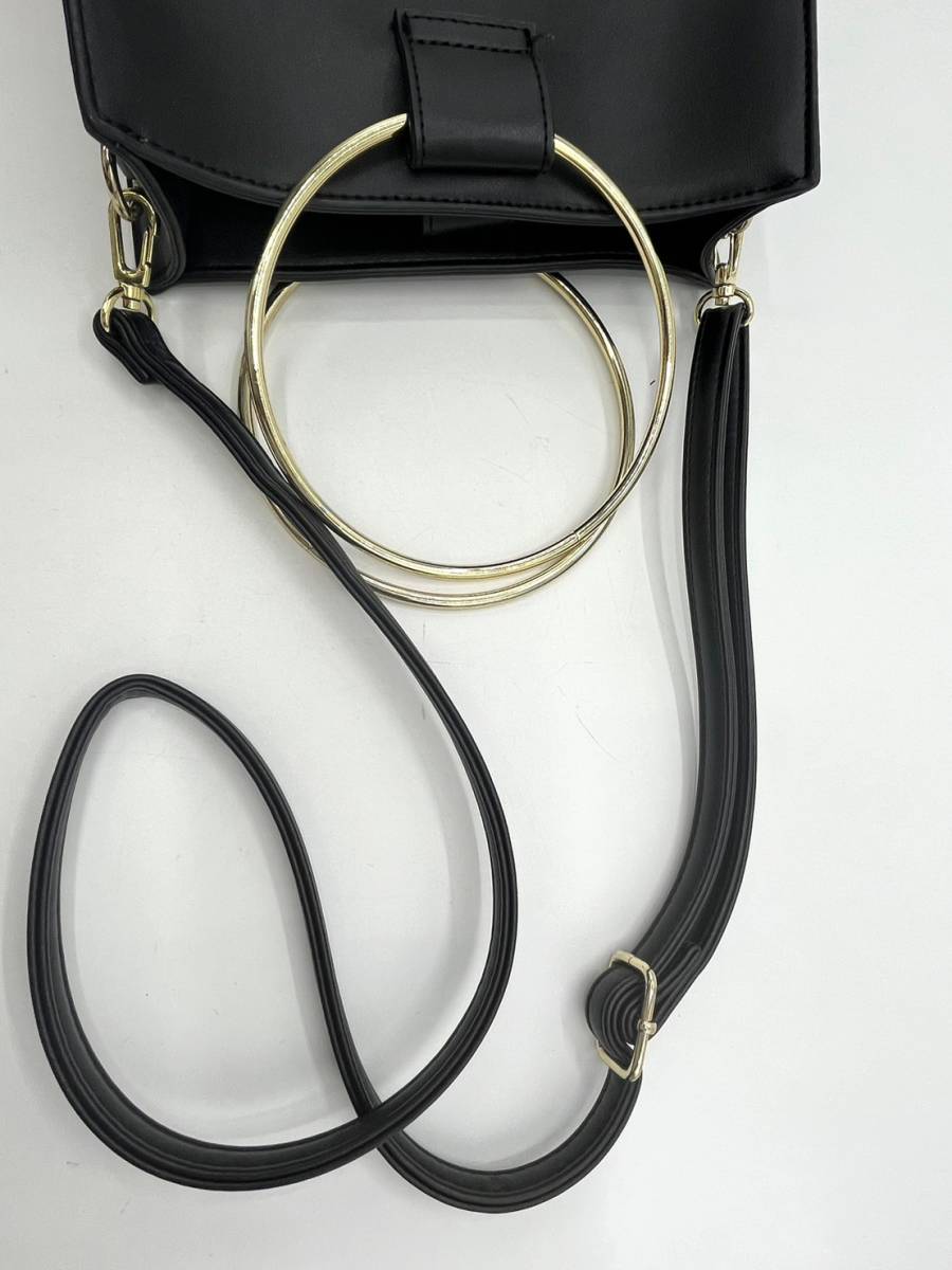 PU leather 2way shoulder bag black Steel steering wheel 