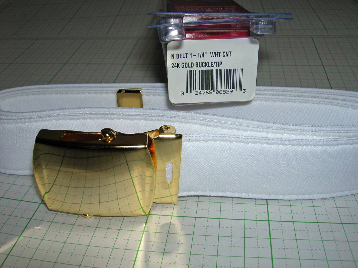 特価SALE！U.S.Navy 製服用 Belt & Buckle(記章無し) White CNT with 24k Gold Buckle & Tip 44" (Vanguard) 在庫限り_画像2
