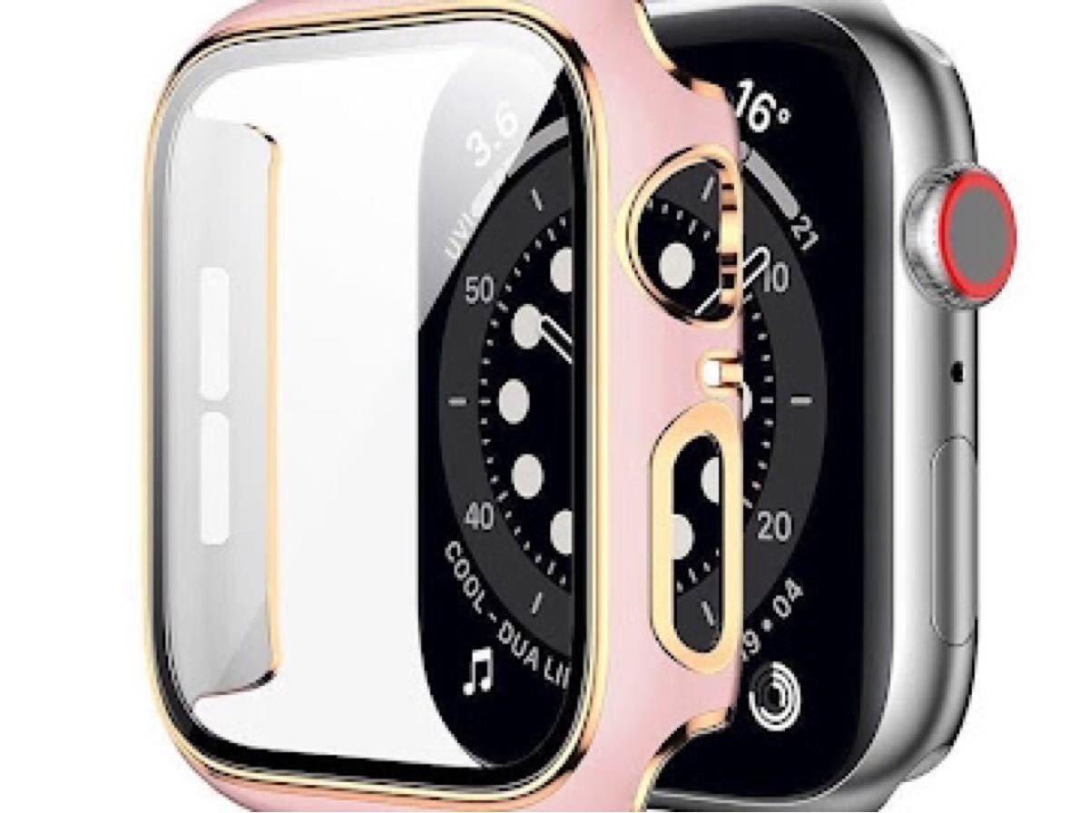 【緑配粉】 Apple Watch 保護ガラス付きカバー 40mm・44mm アップルウォッチ ケース