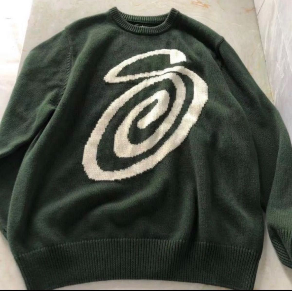 stussy curly sweater ニット セーター グリーン 緑 M｜PayPayフリマ