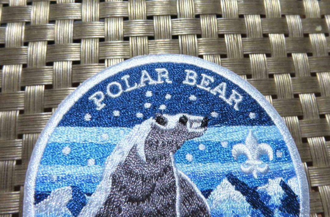 円型 ◎新品 ホッキョクグマ　北極熊　シロクマ　しろくま 　白熊　POLAR BEAR　ボーイスカウトCamp 刺繍ワッペン◇アメリカ 積雪登山 雪山_画像6