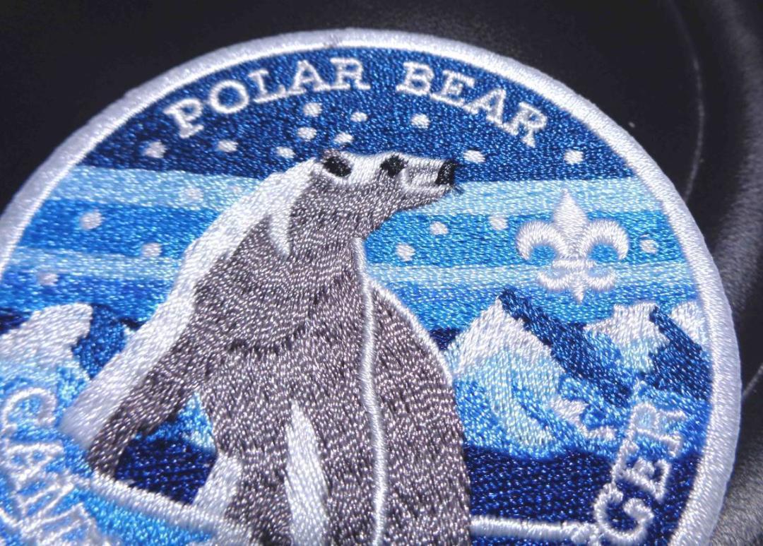 円型 ◎新品 ホッキョクグマ　北極熊　シロクマ　しろくま 　白熊　POLAR BEAR　ボーイスカウトCamp 刺繍ワッペン◇アメリカ 積雪登山 雪山_画像7