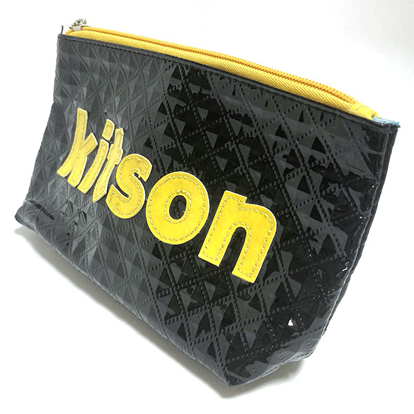 送料無料 kitson キットソン ポーチ ブラック×イエロー 小物入れ トラベルポーチ ミニバッグ 化粧ポーチ コスメバッグ