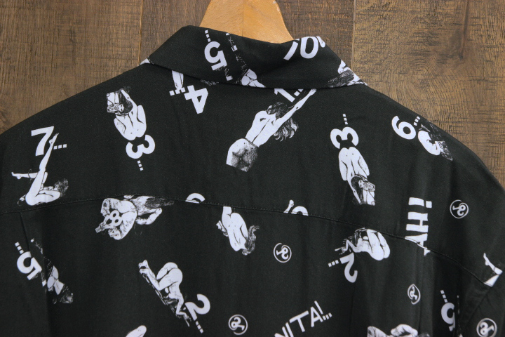 新品未使用 Richardson (リチャードソン) Crepax Aloha Shirt / Lサイズ / 黒 / アロハシャツ_画像4