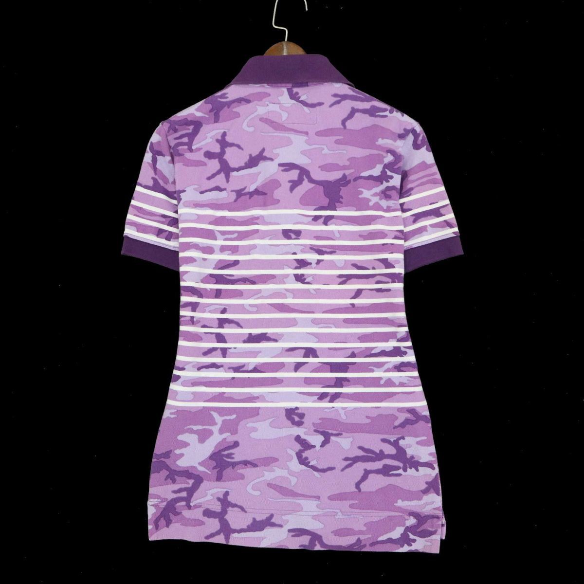 AKM エイケイエム kanoko CAMO S/S border polo★ 迷彩 カモフラ × ボーダー 半袖 鹿の子 ポロシャツ Sz.L　メンズ 定価3万　A3T06428_6#A_画像4