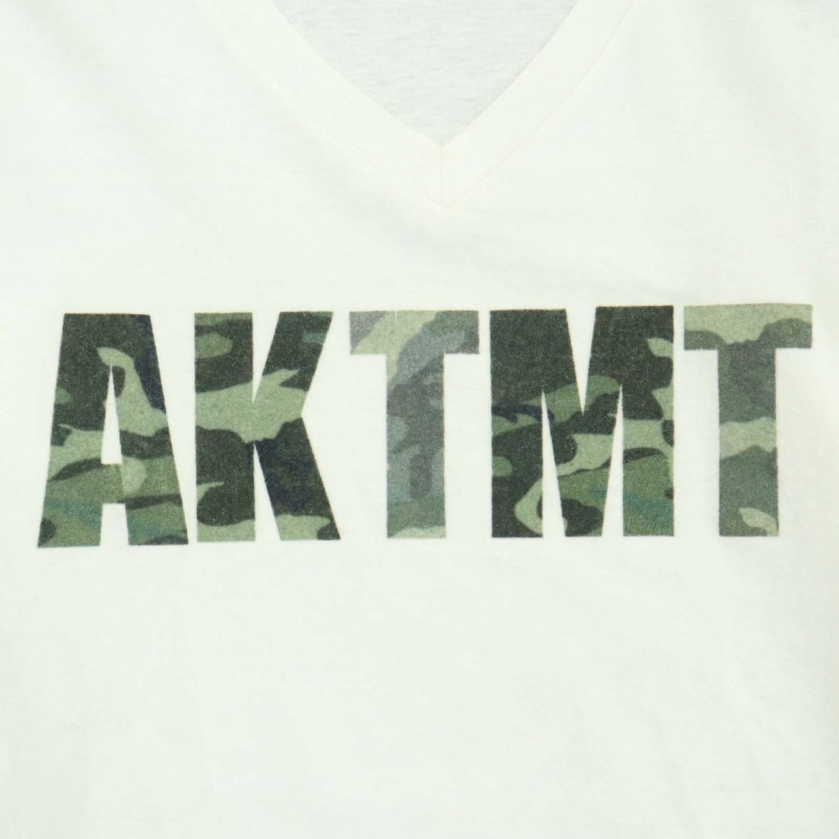 AKM × TMT エイケイエム × ティーエムティー春夏 【ロゴ カモフラ柄】 半袖 カットソー Tシャツ Sz.S　メンズ 白 日本製　A3T06498_6#D_画像3