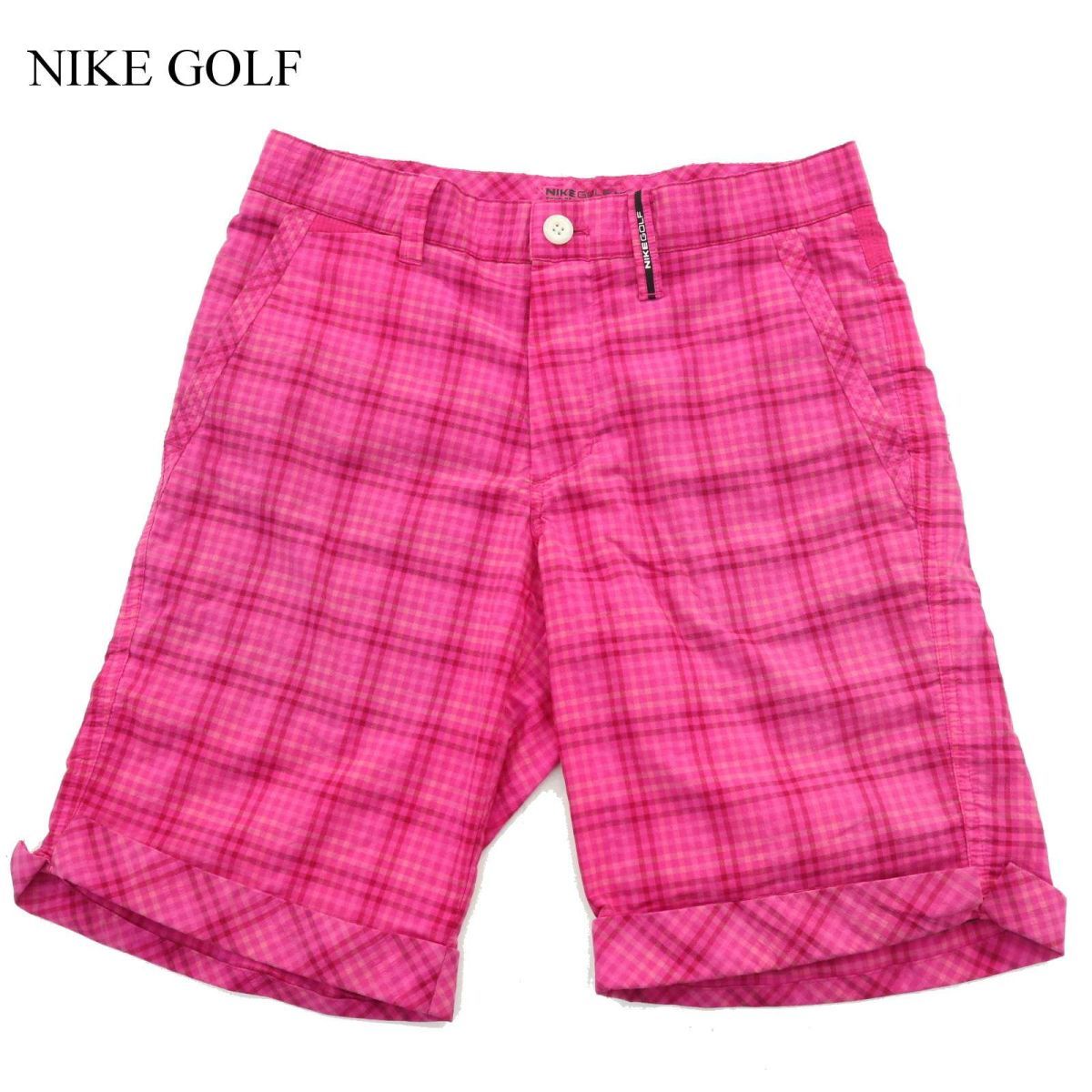 NIKE GOLF ナイキ ゴルフ 春夏 DRI-FIT 吸汗速乾★ チェック スラックス ショート パンツ Sz.29　メンズ　A3B03078_6#P_画像1