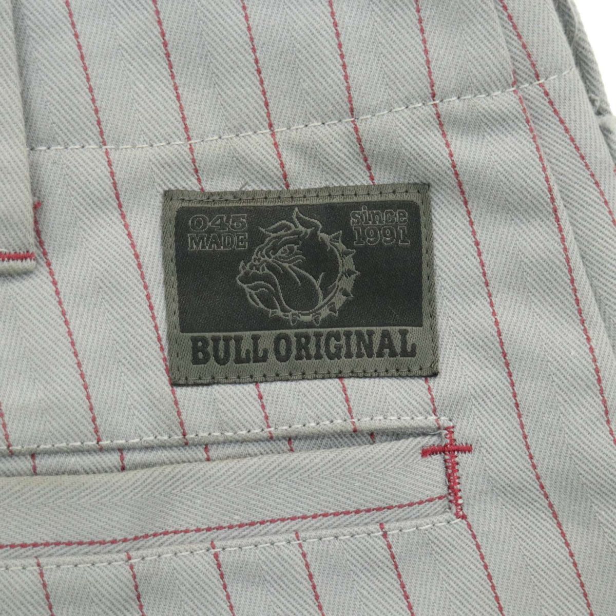 BULL ORIGINAL ブルオリジナル GLAD HAND グラッドハンド 刺繍★ ストライプ カーゴ ショート パンツ Sz.S メンズ 灰 日本製 A3B03165_6#Pの画像7