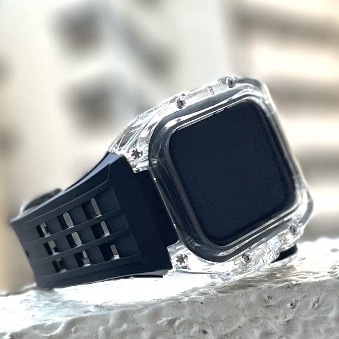 Apple Watch ブラック　ヴァイトンラバーバンド　ケース　カバー　アップルウォッチ
