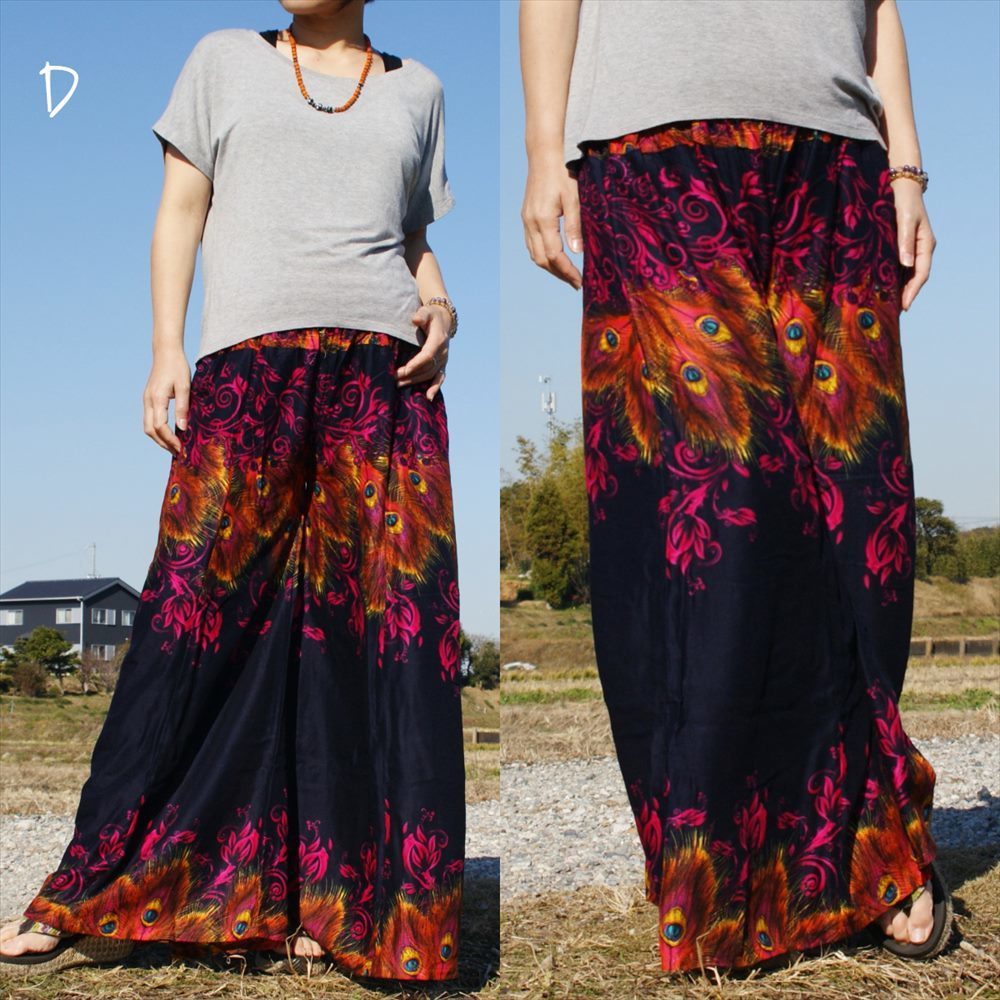  ethnic wide pants pi- cook botanikaru* including carriage new goods D* Asian monkey L wide pants yoga unisex room wear rayon 