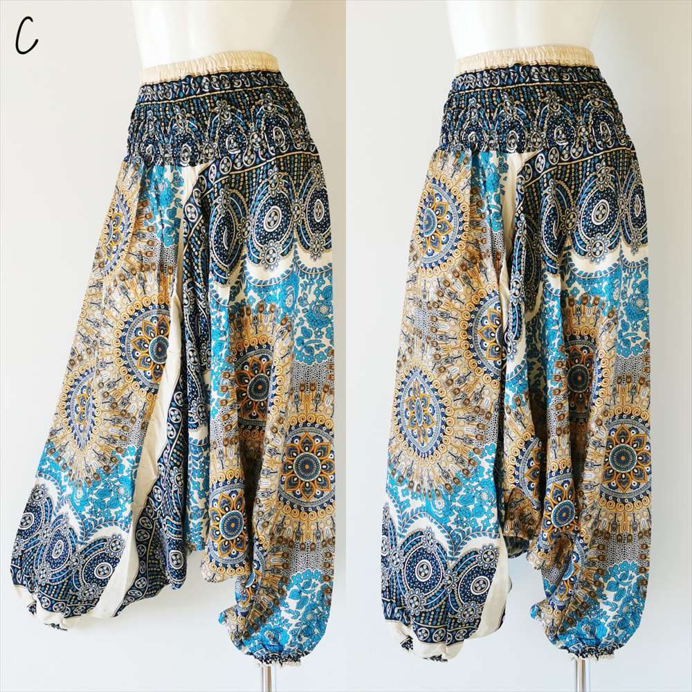 * ethnic Aladdin sarouel pants man dala pastel color including carriage * new goods unused C* rayon material Asian yoga unisex thin 