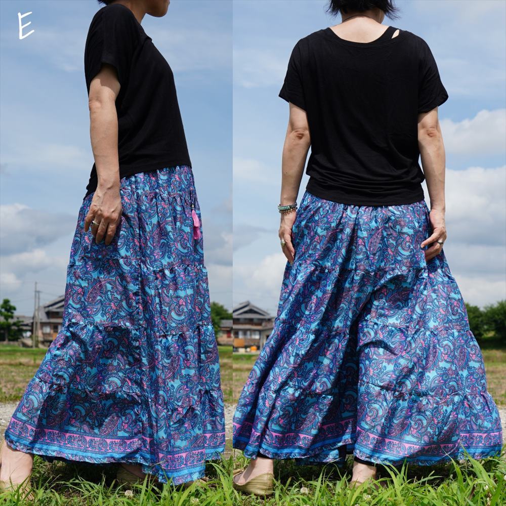 * ethnic flair skirt botanikaru print including carriage * new goods including carriage E* Asian jipsi- screw course material silk free size 