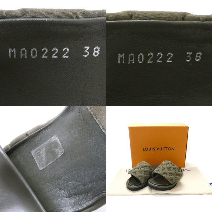 LOUIS VUITTON ルイ・ヴィトン プールピローコンフォートミュール サンダル カーキ 1AA1EB MA0222 38 レディース 中古_画像9