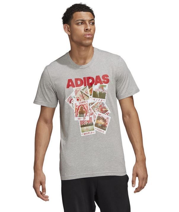 新品 未使用 アディダス ADIDAS メンズ カジュアル コットン 半袖 Tシャツ 灰 Mサイズ_画像4
