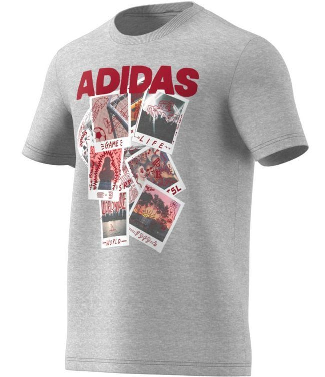 新品 未使用 アディダス ADIDAS メンズ カジュアル コットン 半袖 Tシャツ 灰 Mサイズ_画像1