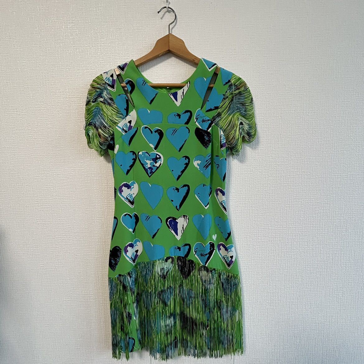 6-117 VERSACE FOR H&M コラボ フリンジ 総柄 ワンピース EUR36