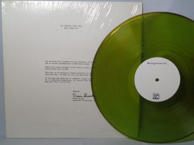 PAUL McCARTNEY/BRUNG TO EWE BY GREEN CLEAR-COLOR LP -