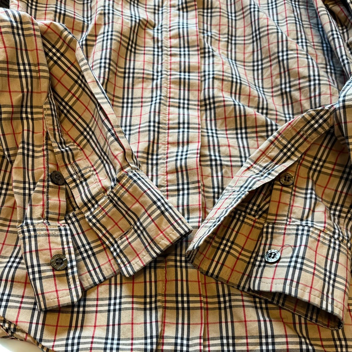 バーバリーブルーレーベル　ノバチェックシャツ　ホース刺繍　38 美品 長袖シャツ チェック柄