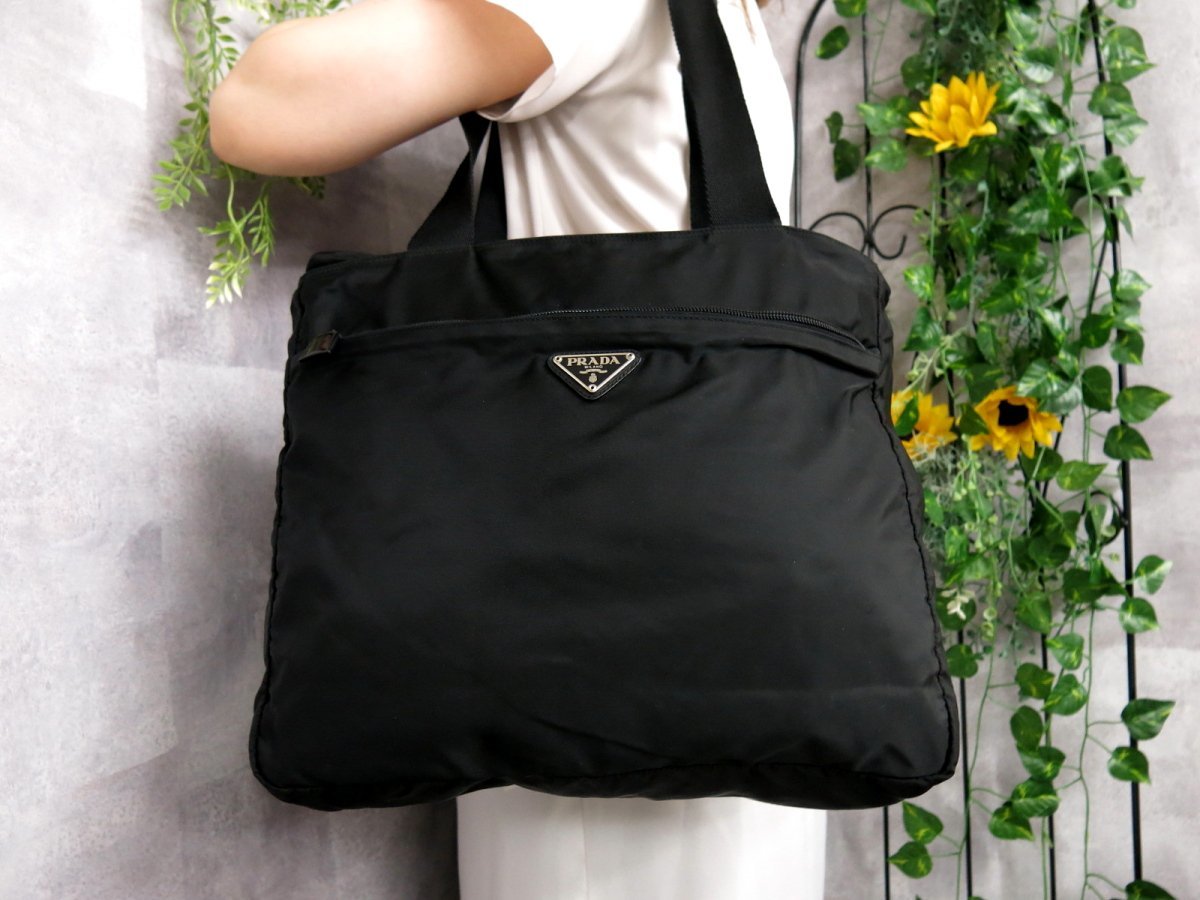 ○超美品○PRADA プラダ○ポコノ ナイロン○トート バッグ○黒○SV金具