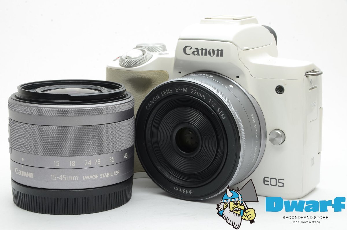 キヤノン Canon EOS Kiss M ホワイト ダブルレンズキット ミラーレス一眼レフカメラ