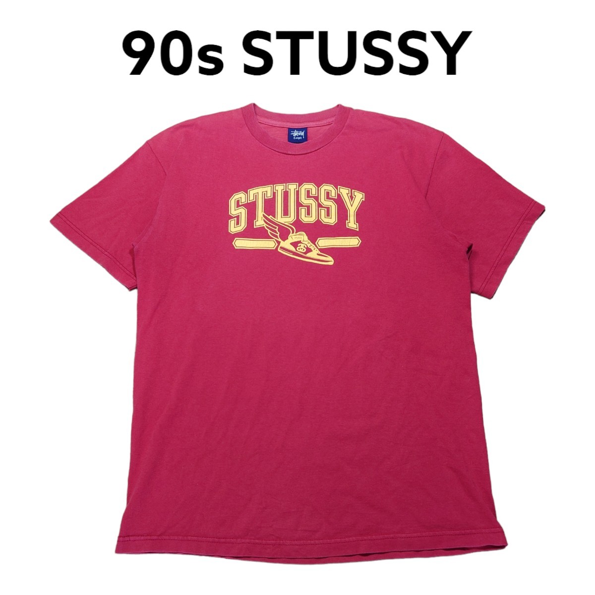 【即納&大特価】 90s STUSSY　ウイングフットビッグプリント　Tシャツ　古着　ステューシー Lサイズ