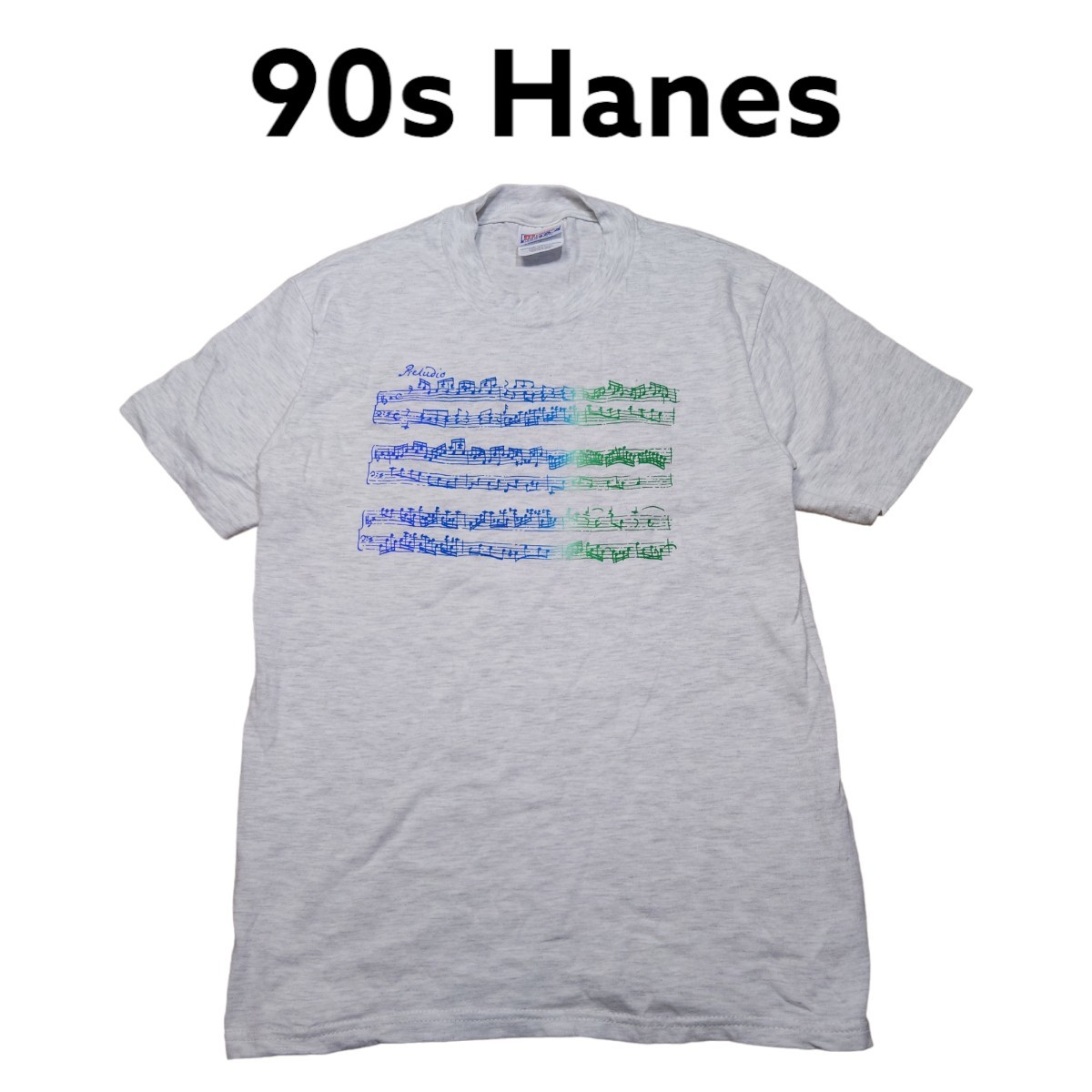 90s Hanes　音符　楽譜　ビッグプリント　Tシャツ　古着　ヘインズ