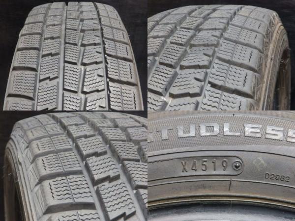 ヤリス ヴィッツ アクア スイフト 等に 残溝有 中古スタッドレス ダンロップ WM01 185/60R15 84Q 新品アルミ 5.5J-15 4/100 +40 白河_画像2