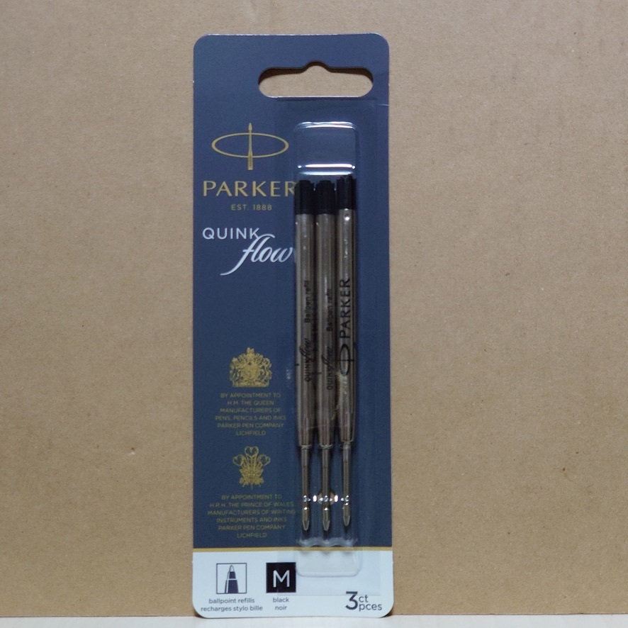 高質で安価 パーカー PARKER ボールペン 替え芯 クインクフロー QUINK FLOW リフィール ブラック M 中字 1.0ｍｍ 3本セット 