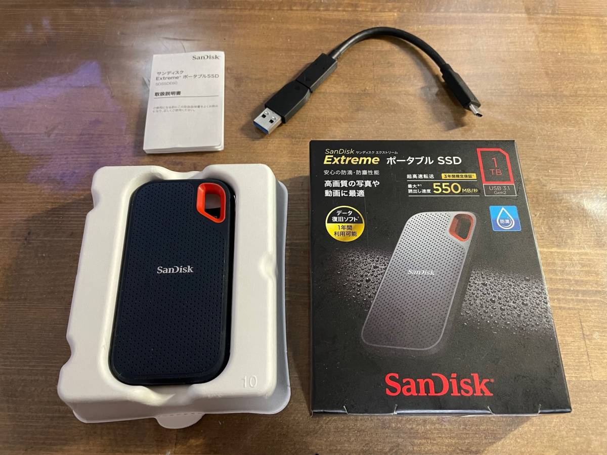SanDisk Extreme ポータブルSSD 1TB 電源投入回数 14回 使用時間 109