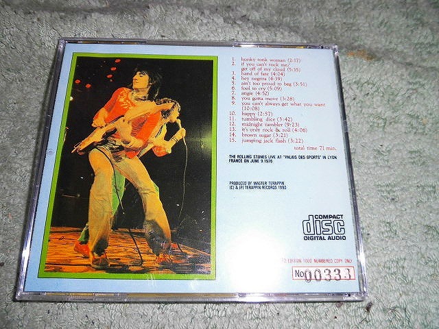 Y141 CD ザ・ローリング・ストーンズ　ROLLING STONES BACK STAGE LIMITED LIVE IN LYON 1976 シリアルナンバー333　盤うすくきず支障なし_画像2