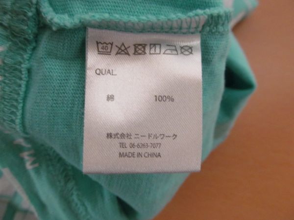 (53589)フシャルチーム　ニードルワーク　半袖　プリント　Tシャツ　カットソー　グリーン系　L　USED_カラー　グリーン