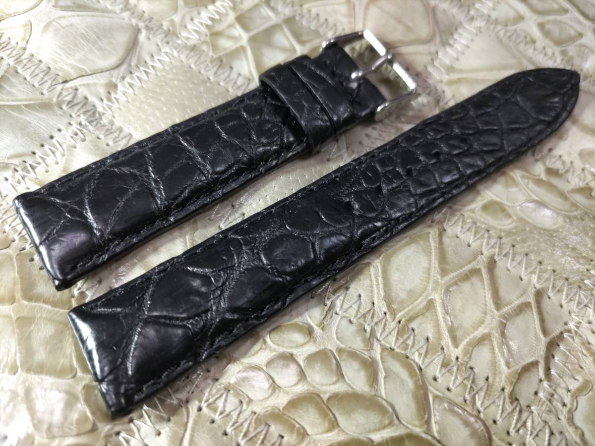  бесплатная доставка подлинный товар крокодил 20mm чёрный прекрасное качество wani кожа рука ремешок для часов 