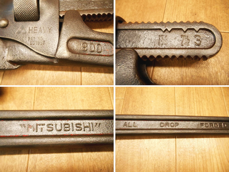 ヴィンテージ特大三菱パイプレンチ Yahoo!オークション - MITSUBISHI 三菱 パイプレンチ 900 大型