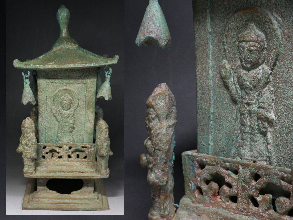 送料無料】 □古銅□青銅・新羅・四天王・仏舎利塔・仏塔・五輪塔
