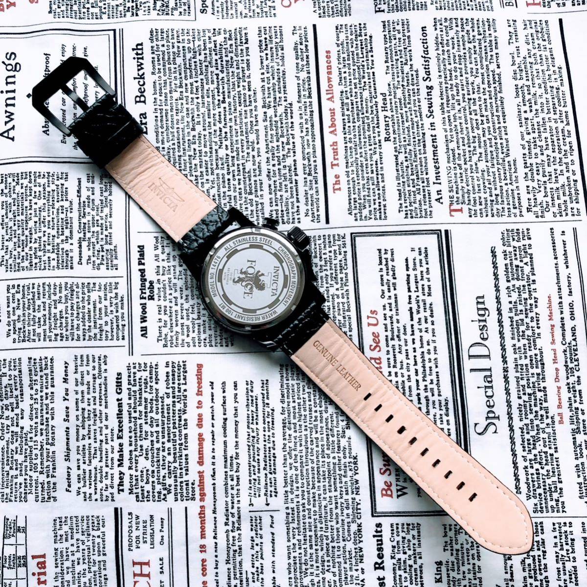 #2604【売切り特価！】メンズ 腕時計 インビクタ Invicta クォーツ 黒文字盤 Quartz 動作良好 ブラック クロノグラフ 新品 インヴィクタ_画像5