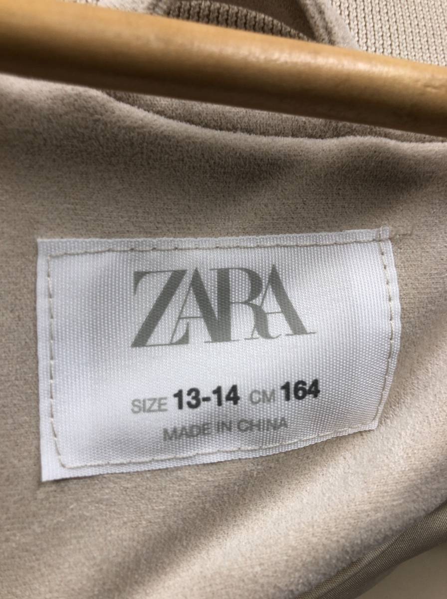 ZARA キッズ スエード調生地 ジャンパー ブルゾン 13-14 164cm アイボリー ベージュ 子供服 女の子 男の子 アウター ザラ 23061501_画像3