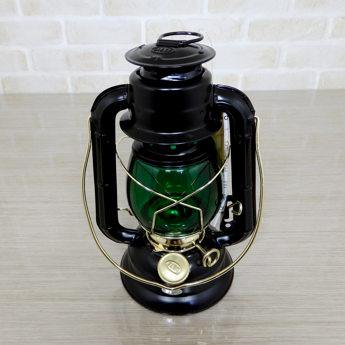 替芯付【送料無料】新品 Dietz #50 Comet Lantern - Black Gold Greenホヤ ◇デイツ コメット ブラック ハリケーンランタン 黒金 真鍮 緑_画像3