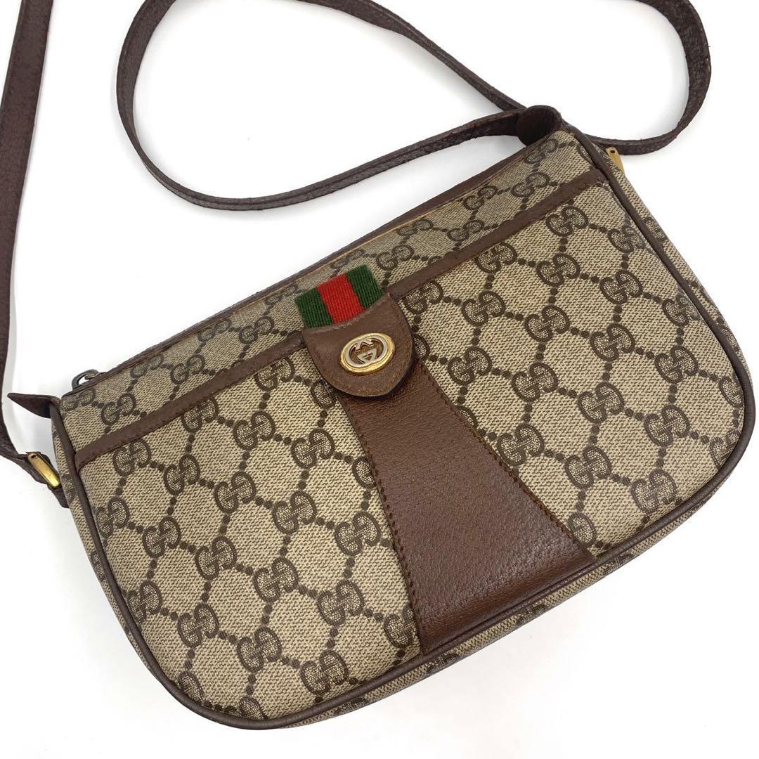 1円《極希少》GUCCI オールドグッチショルダーバッグシェリーラインPVC