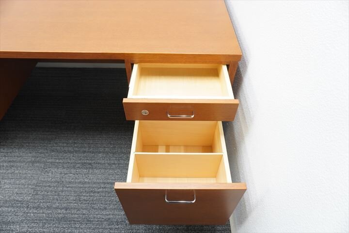 [ used ] Tendo Mokko wooden with both sides cupboard desk W1600 D800 H700