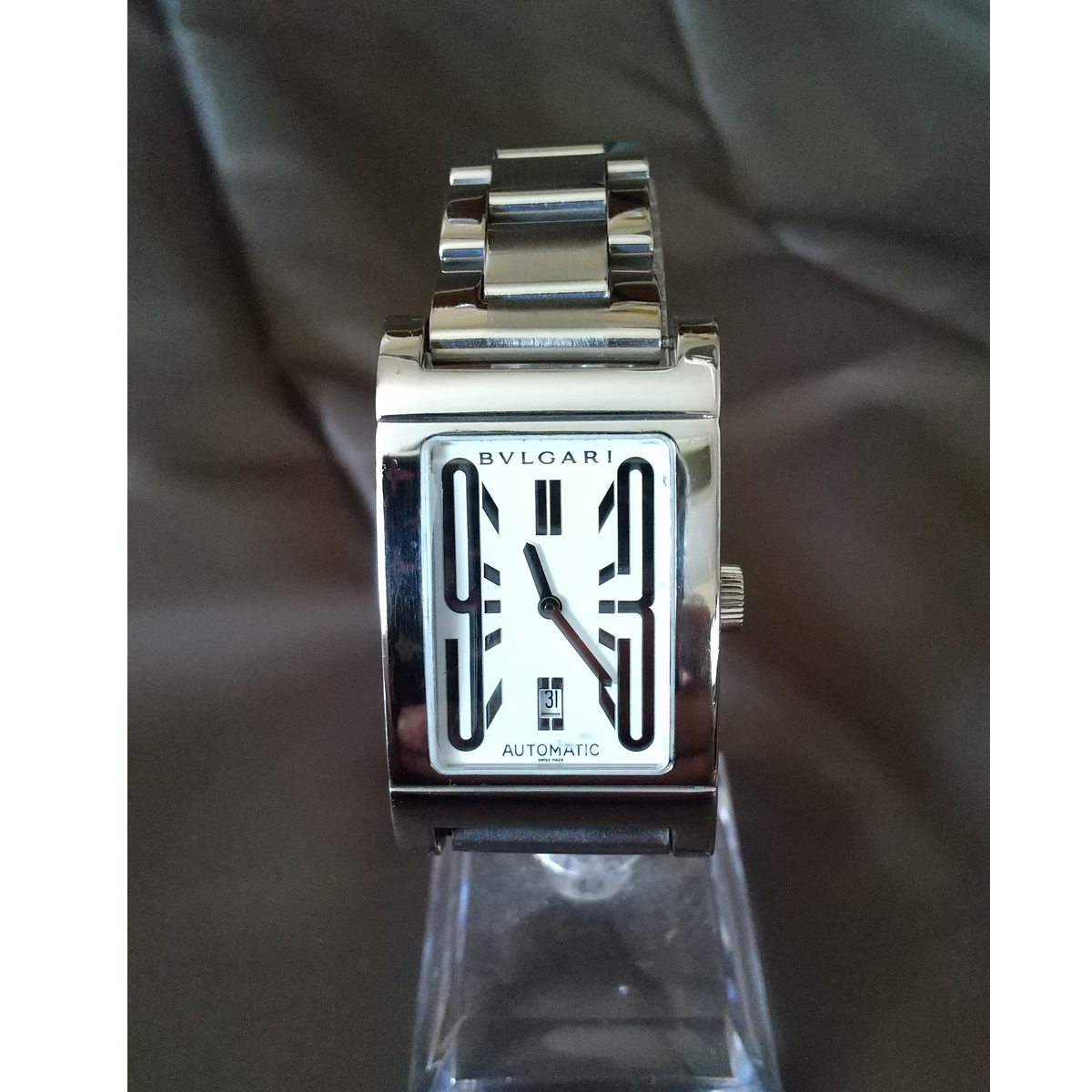 ブルガリ BVLGARI レッタンゴロ RT45S 自動巻き 白文字盤 中古 メンズ