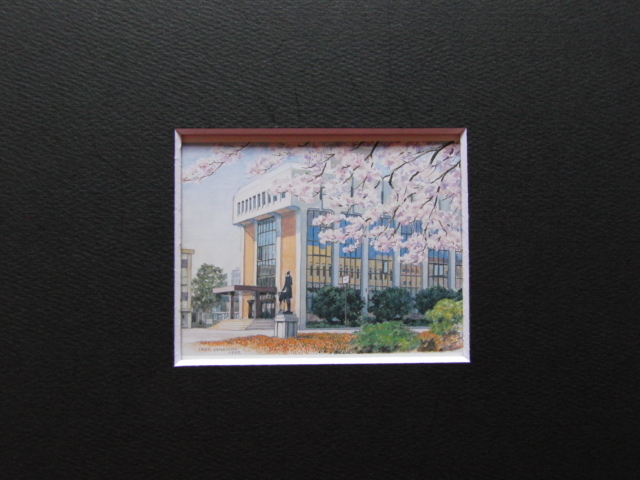  Yamato shop .,[ Tokyo house . university 100 anniversary commemoration pavilion. spring ], rare book of paintings in print ..., condition excellent, new goods high class frame attaching, free shipping, Japanese picture Sakura 