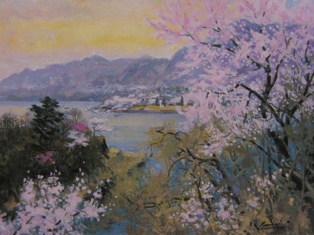  river month Izumi .,[ Sagami lake .], rare book of paintings in print ..., condition excellent, new goods high class frame attaching, free shipping, Japanese picture Sakura 