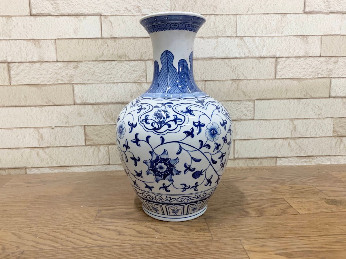 最新のデザイン 台湾 中国 山水文 染付 中華陶瓷 在銘 置物 陶器