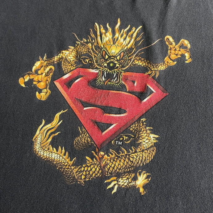 90年代 USA製 SUPERMAN スーパーマン ドラゴン ロゴプリント Tシャツ メンズXL