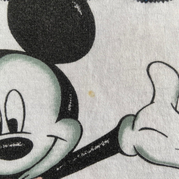 90年代 Disney ディズニー ミッキーマウス ショート丈 キャラクタープリントTシャツ メンズ レディースXL相当 レディース_画像5